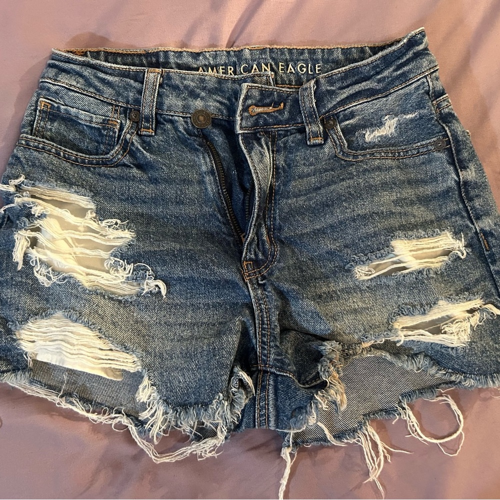 American Eagle Outfitters Ripped Blue Jean Shorts
